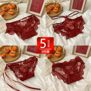 红色蕾丝内裤女士纯欲结婚2025新款本命年性感夏季薄款少女生短裤