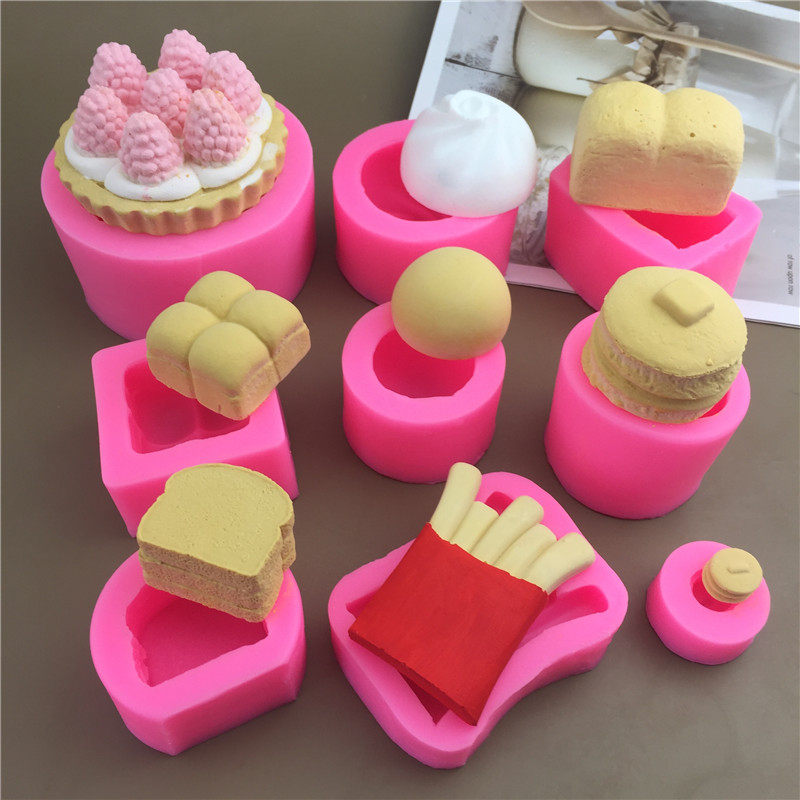 大福松饼捏捏乐硅胶模具土司腹肌面包树莓塔薯条汉堡蛋糕硅胶模具