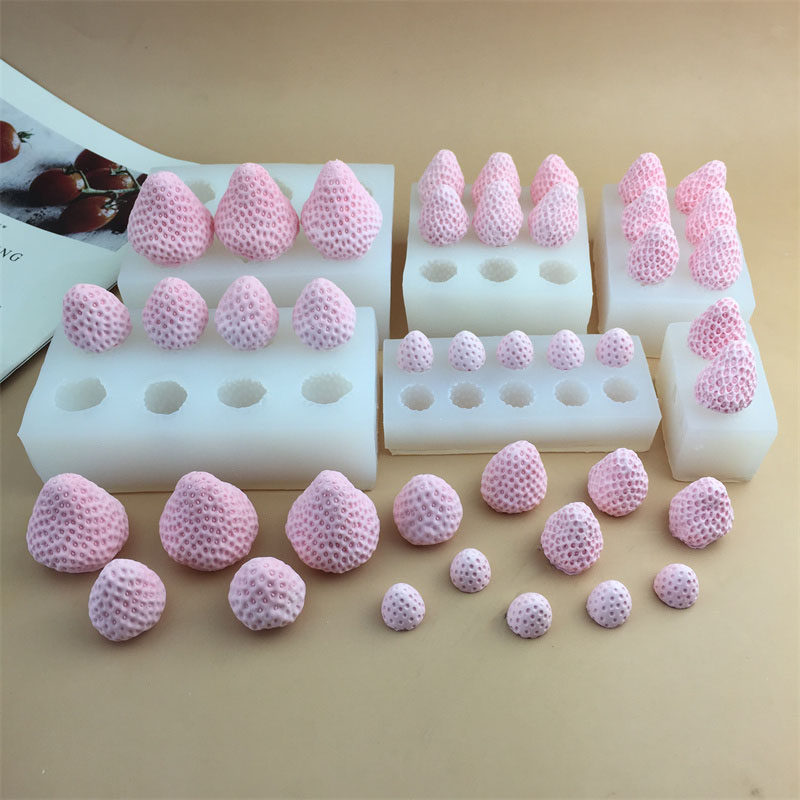 DIY草莓系列硅胶模具慕斯蛋糕冰激凌巧克力手工滴胶香薰蜡烛烘焙