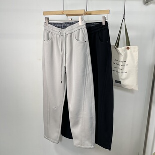 2026春季高级感软糯直筒休闲裤男潮流裁剪弹力松紧腰弯刀百搭卫裤