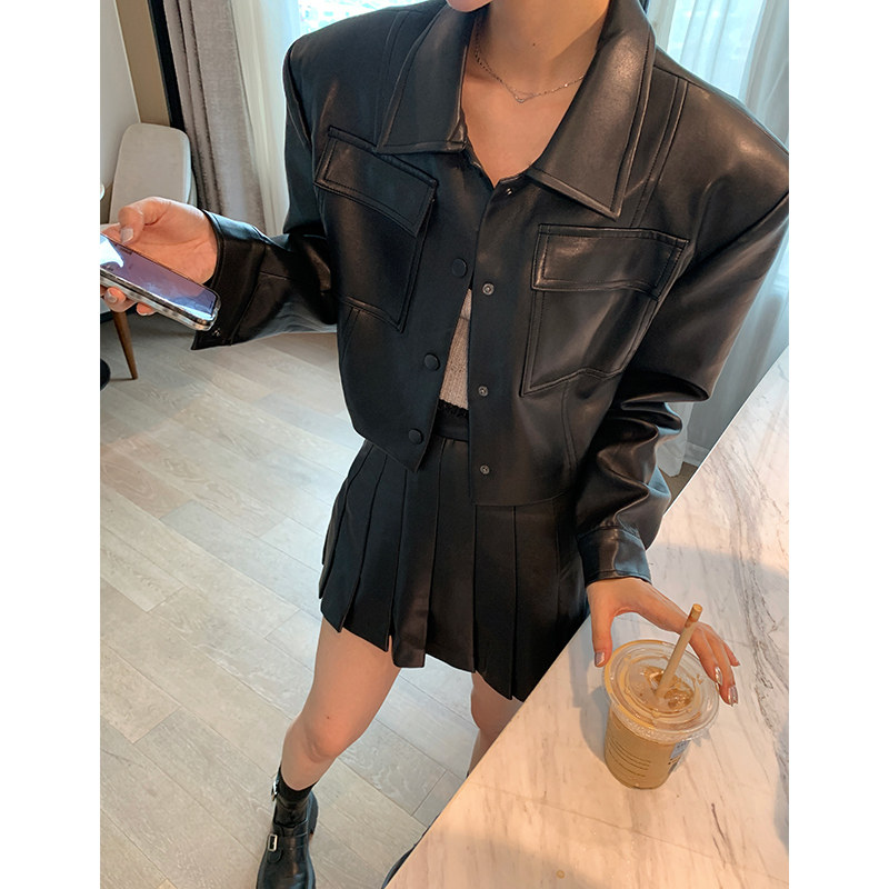 鲸鱼和玖 套装女装2024新款初秋套装裙两件套黑色套装夹克+百褶裙,女装/女士精品,时尚套装,淘宝优惠券,粉丝福利购,淘宝优惠卷