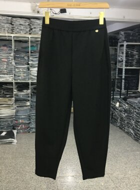 2023年休闲哈伦裤黑色宽松西装裤