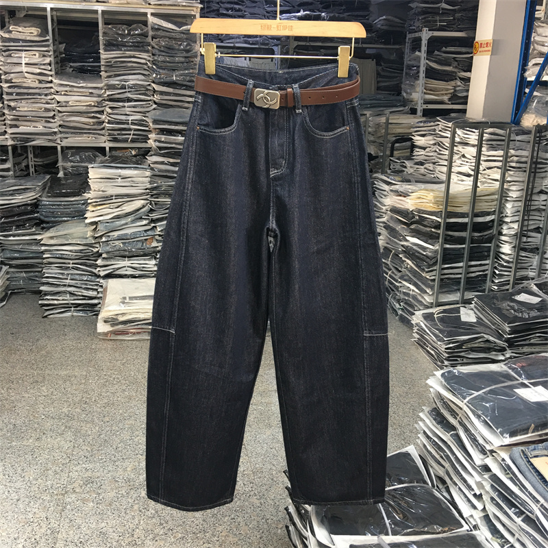 2025秋阔腿牛仔弯刀裤显瘦长裤女