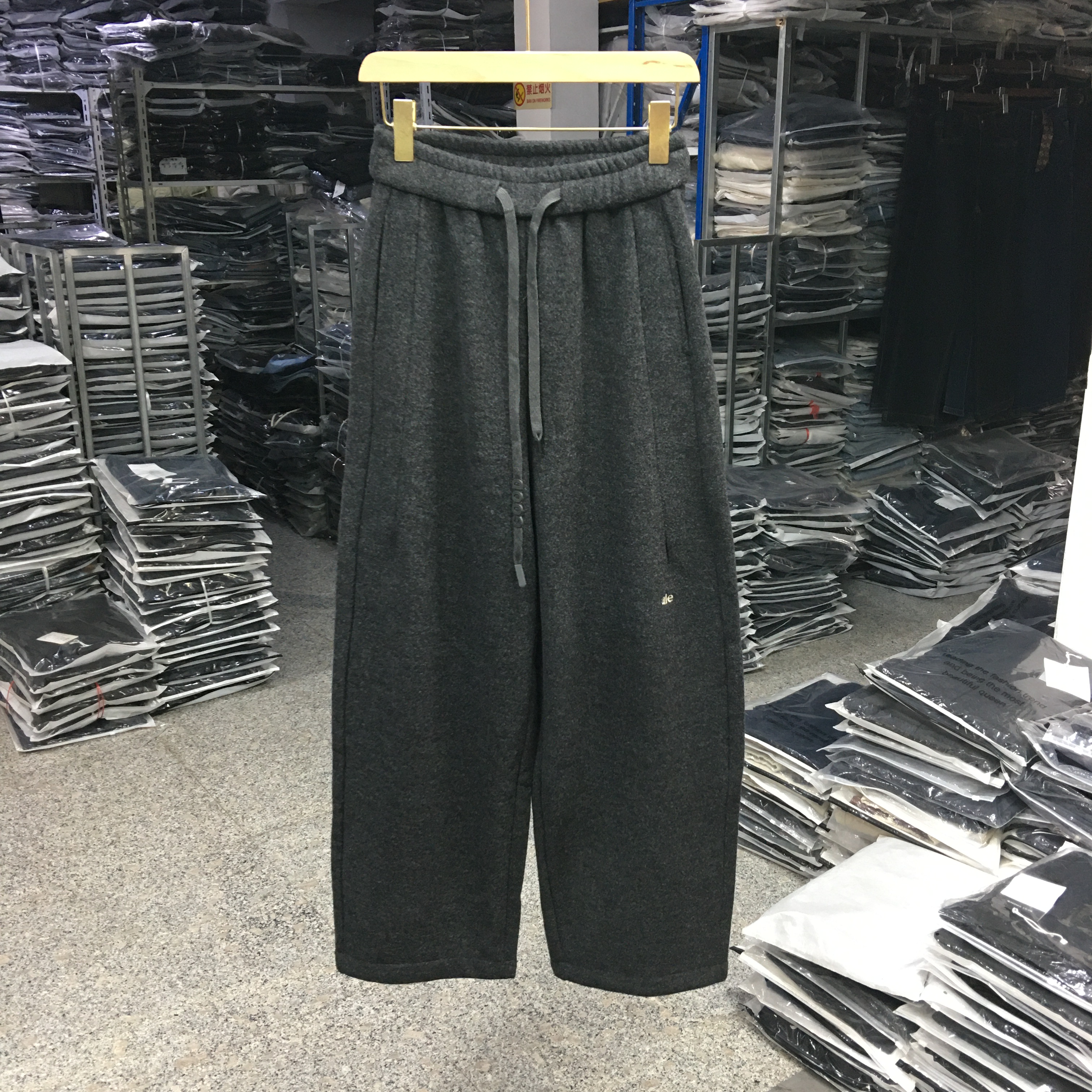 2025冬羊绒阔腿弯刀裤女加绒长裤