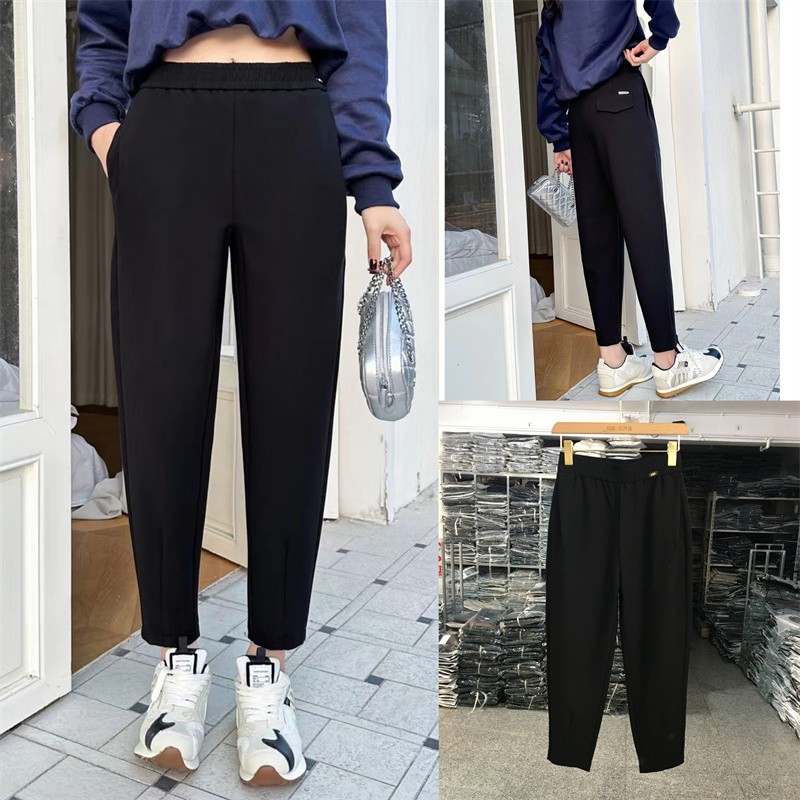 2024秋绿枝新款黑色大码哈伦裤