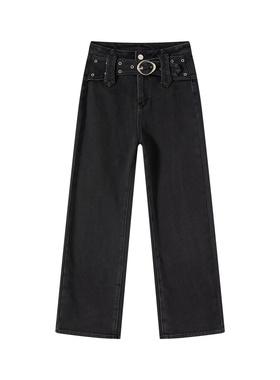 加绒上新 2025秋季新款女士牛仔裤直筒裤阔腿裤长裤子-50149