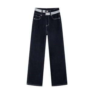 子 LOLOBLUES加绒上新品 长裤 直筒裤 50145 质女神牛仔裤