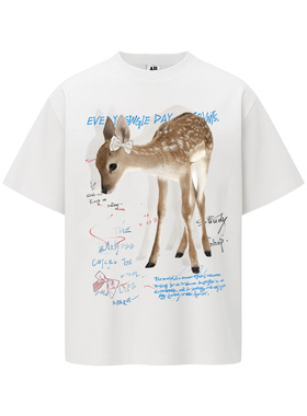 ARAR01 原创“彩色迷花鹿”索罗娜凉感短袖T恤男女宽松情侣衣夏