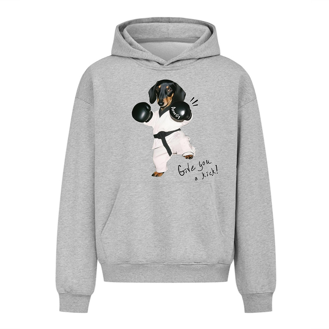 ARAR01“武功小狗”原创印花美式重磅国潮秋冬连帽卫衣男女宽松