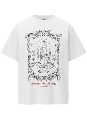 ARAR01 原创设计“画框兔子”索罗娜凉感短袖T恤男女宽松情侣衣夏