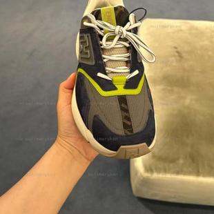 意大利奥莱  fendi 男士经典大logo休闲运动鞋 灰蓝色8码（42码）