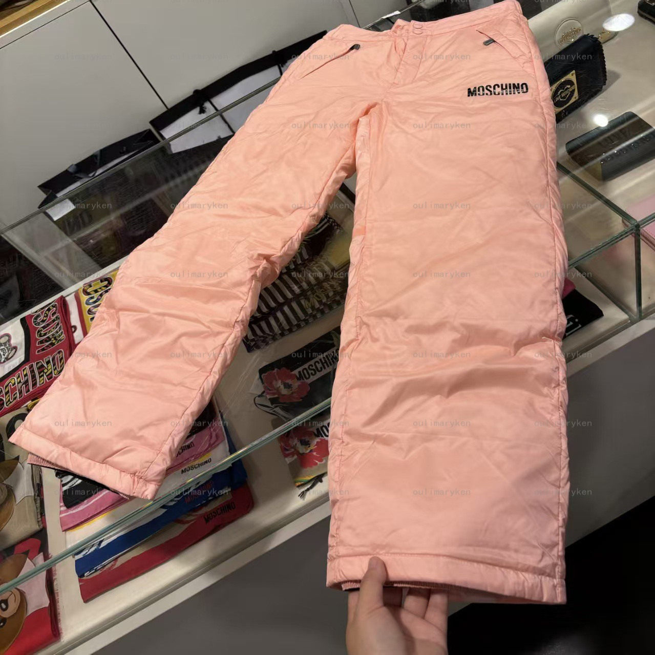 意大利奥莱 moschino 女童 裤子 羽绒裤 粉色 10A 岁