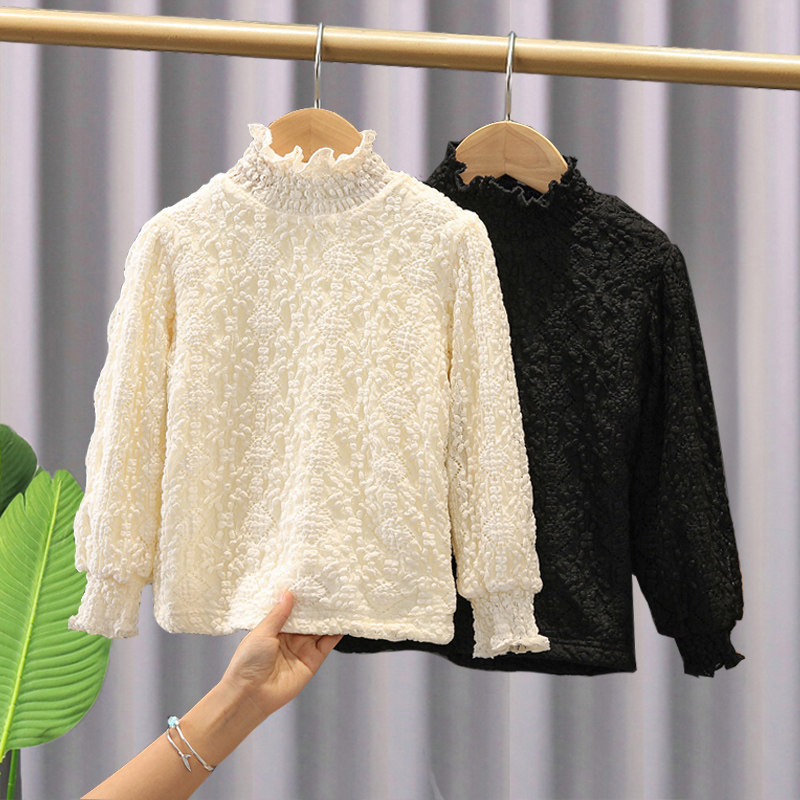 女童加绒加厚打底衫冬装儿童新款半高领蕾丝长袖T恤小女孩秋冬款5,童装/婴儿装/亲子装,T恤,淘宝优惠券,粉丝福利购,淘宝优惠卷