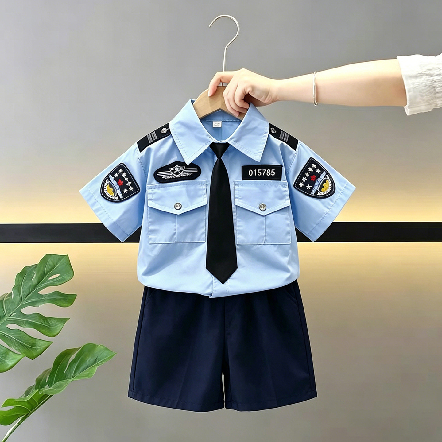 男童夏季警察服套装新款六一儿童演出服男孩宝宝小警官衣服夏装薄