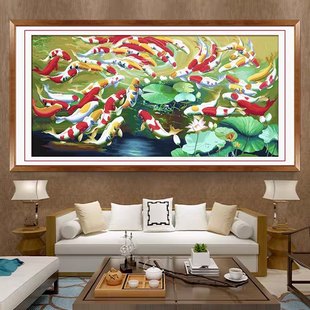 kX十字绣2024年新款金龙出水百鱼祯祥图客厅大气手工自己绣荷花