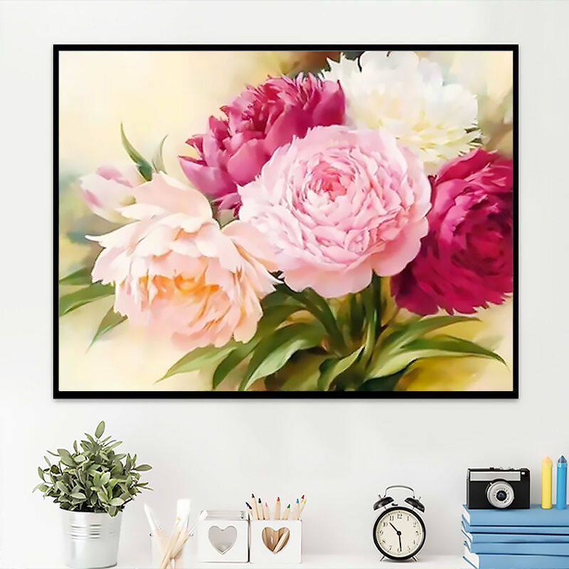 怒放牡丹花十字绣2022新款线绣客厅卧室大格四股棉线简单小件满绣