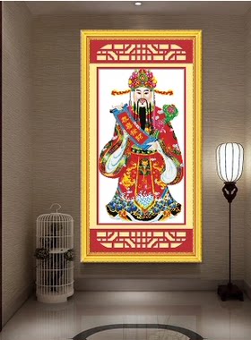 精准风印花恭喜发财竖版十字绣