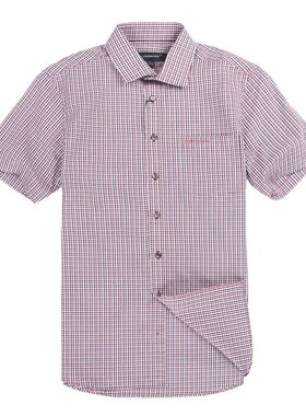 LONDON FOG伦敦雾专柜正品 全棉格子男士短袖衬衫 衬衣LS12WH123