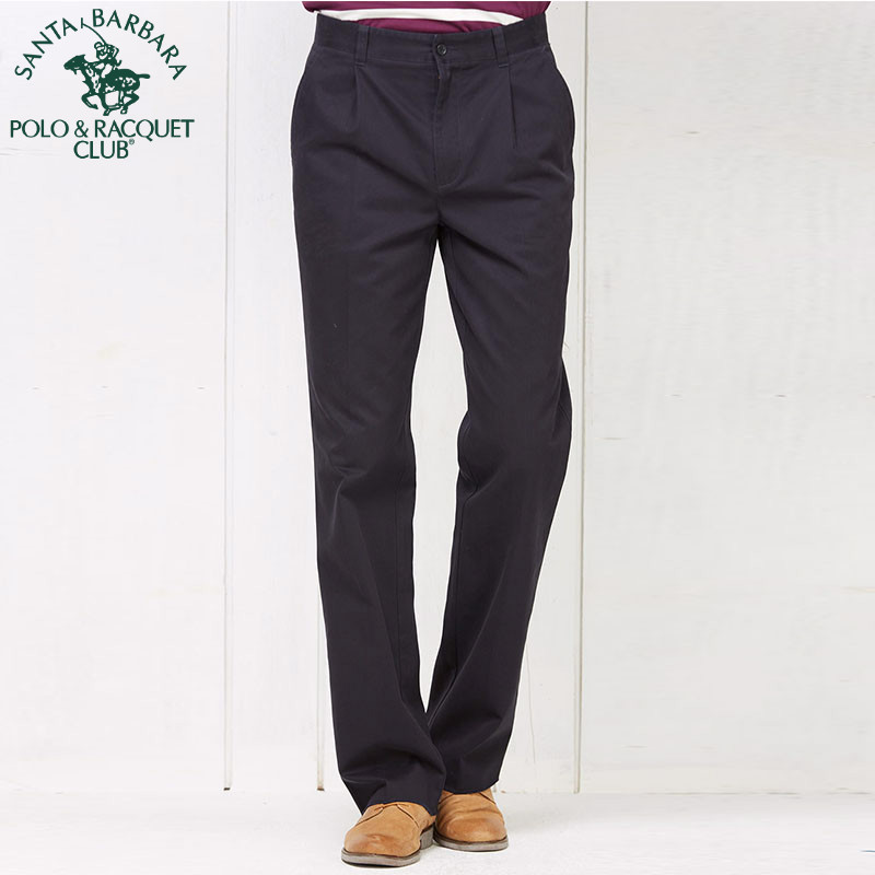 男士秋冬纯棉单褶直筒休闲裤