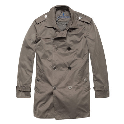 fog伦敦雾斜纹双排扣男士风衣