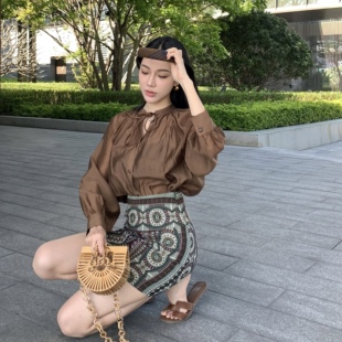 宛宛大大《云舒禾锦》民族传统纹样 刺绣图腾立裁A字百搭半身短裙