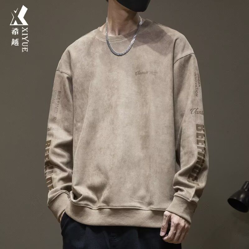 麂皮vintage无帽卫衣男美式高街青岛即墨潮牌内搭高级感打底衫冬