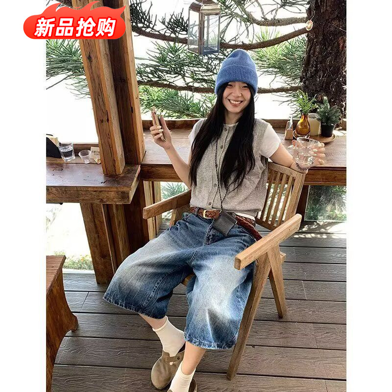 夏季修身潮男士乞丐破洞水洗做旧牛仔短裤韩版ins直筒5五分裤子