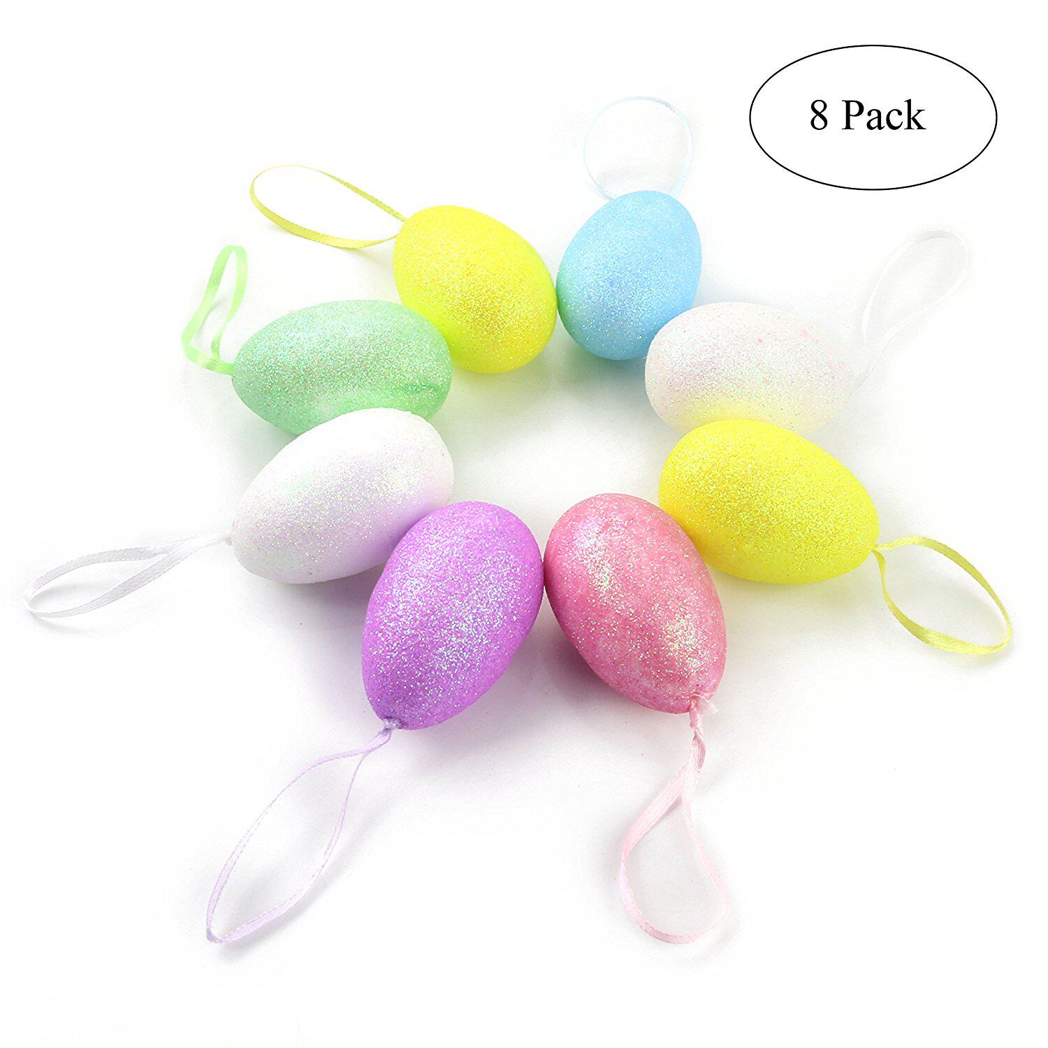 复活节彩色发泡金粉彩蛋8只/盒幼儿园复活节活动装饰品