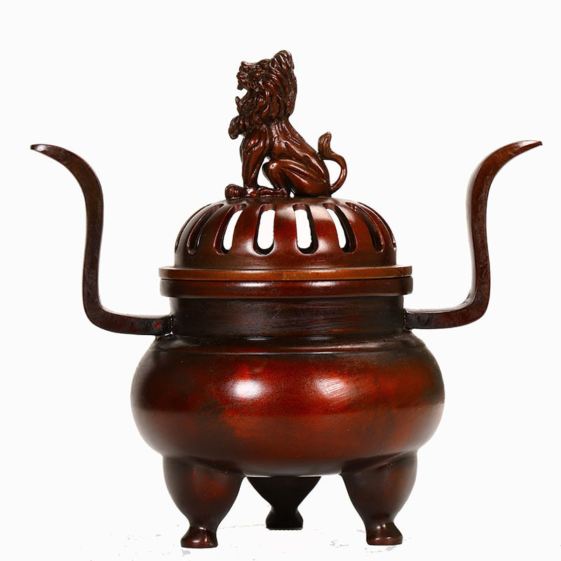 ㊣仿古铜工艺品 暗红色熏香炉 香薰炉 家居装饰品 铜摆件 檀香i.