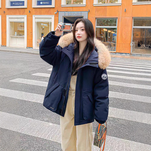 明摩同款女装羽绒服短款冬季2025新款小个子加厚90白鸭绒派克工装