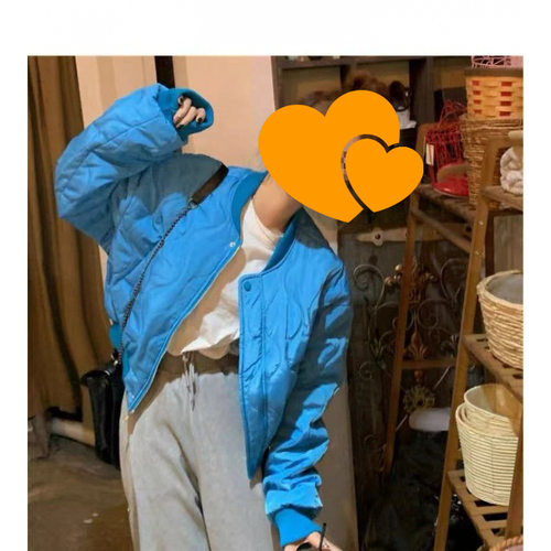 跨境棉服女冬ins港风短款棒球服厚棉衣新款韩版夹克红色外套白色