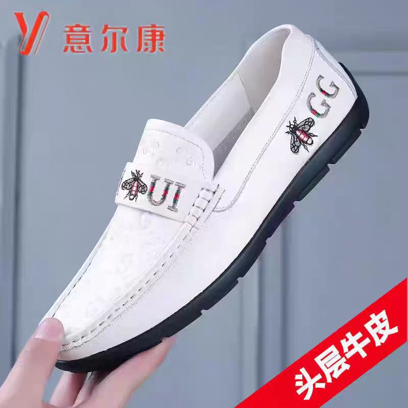 意尔康头层牛皮男驾车豆豆鞋