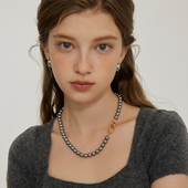 aviho 宠粉回馈 轻奢高级感灰色施家珍珠项链银金撞色锁骨真多麻