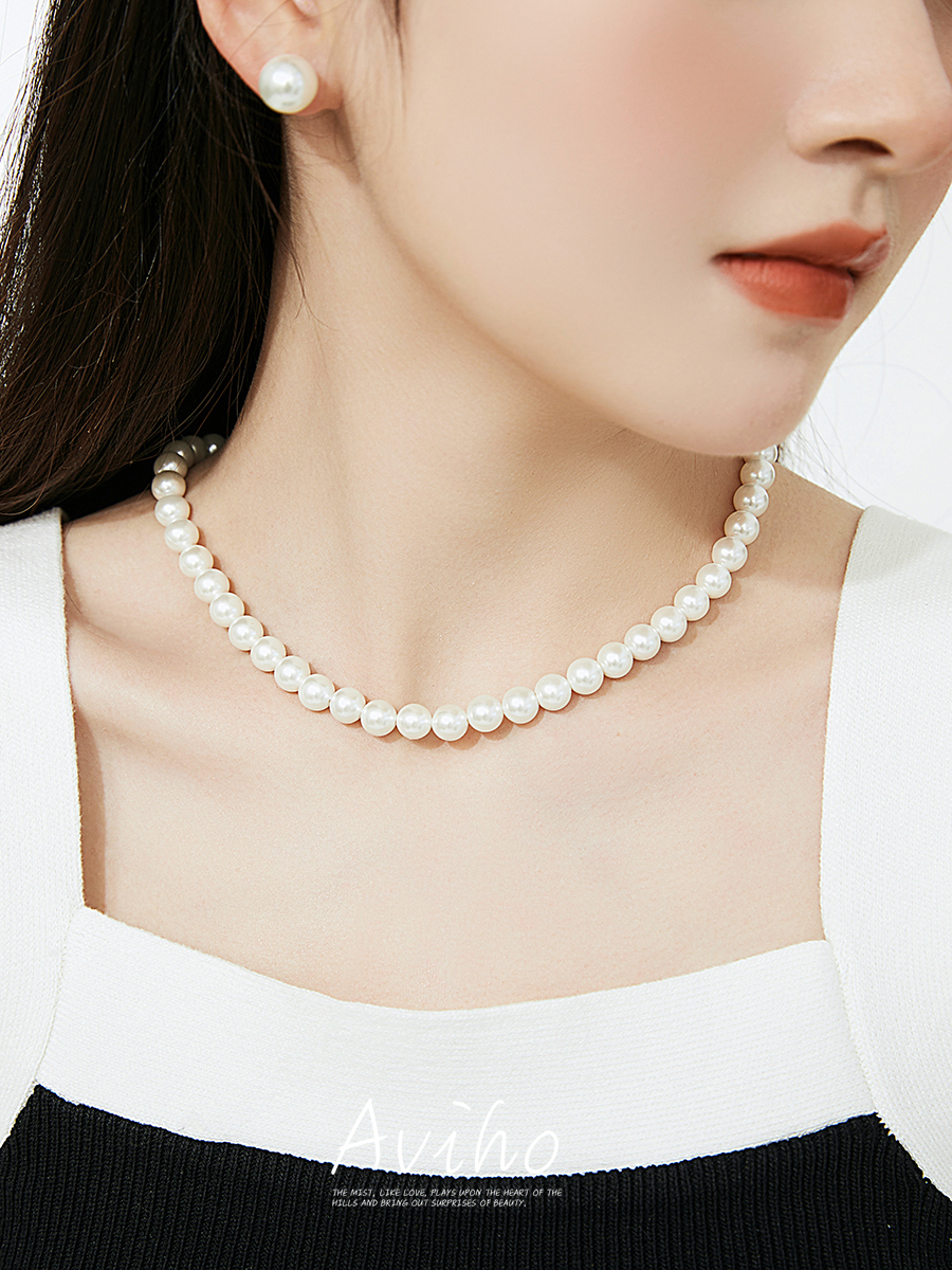 aviho珍珠圆珠复古法式博主同款