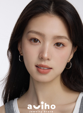 aviho经典简约银色素圈耳环高级感韩系耳圈耳饰百搭小众耳环女