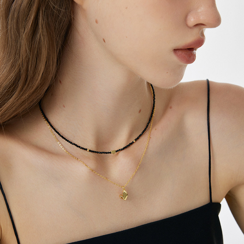 aviho 镶钻小爱心项链高级感法式ins风简约新款叠戴锁骨链女