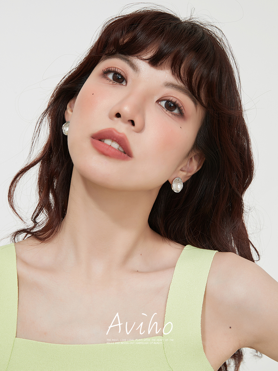 aviho设计感天然珍珠女小众耳环