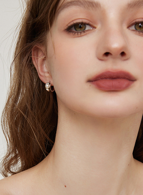 aviho 小众设计感珍珠镶嵌耳圈简约高级感冷淡风百搭耳环耳饰女