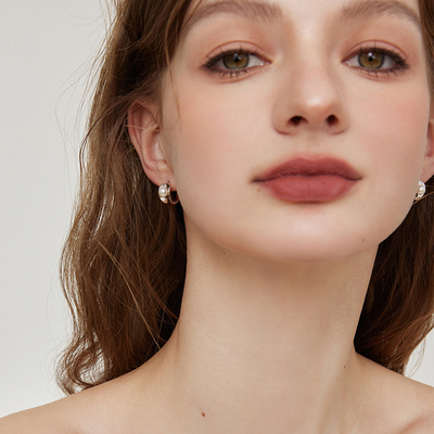 aviho 小众设计感珍珠镶嵌耳圈简约高级感冷淡风百搭耳环耳饰女