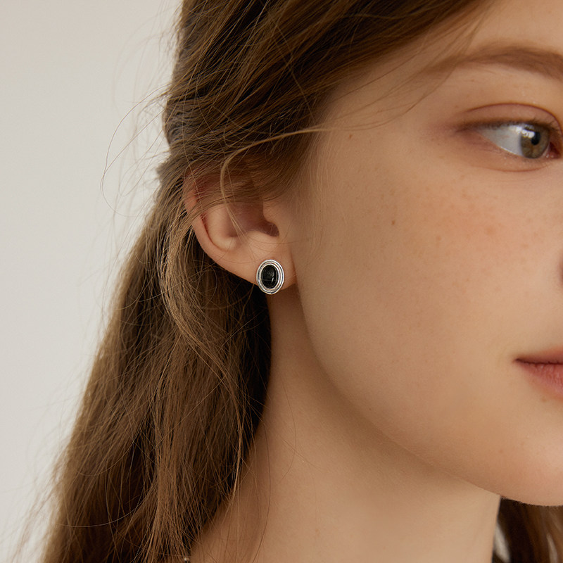 aviho黑玛瑙百搭冷淡风耳钉