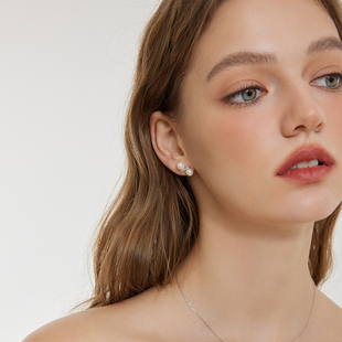 aviho 设计感百分比造型耳钉微镶锆石小众轻奢百搭气质珍珠耳环饰