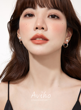 aviho  南法情节  法式气质珍珠素圈耳环简约高级感百搭两戴C型圈