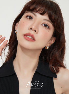 aviho 天空织诚 法式星星点缀简约耳圈女 精致百搭圆形hoop耳环