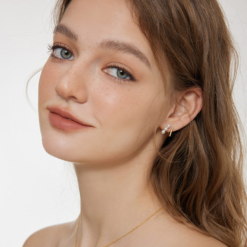 aviho 高级简约几何珍珠耳环小众法式时髦经典气质耳钉耳饰女