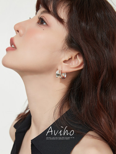 aviho极简冷淡风女不规则耳环