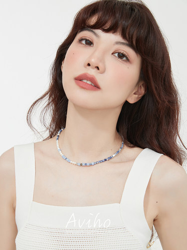 aviho天然石轻奢混搭女锁骨链