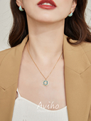 aviho 清新蓝八芒星锆石吊坠项链轻奢钛钢不掉色锁骨链