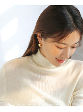 aviho 高级感空心圆球耳钉耳环年新款潮设计宋慧乔同款耳扣