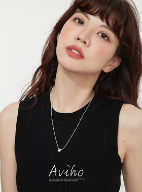 aviho Lucky豆 ins简约银色豆豆项链 设计感轻奢毛衣链情侣链