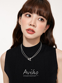 aviho 穿越星际 极简冷淡风银色拼接项链ins简约休闲时髦毛衣链